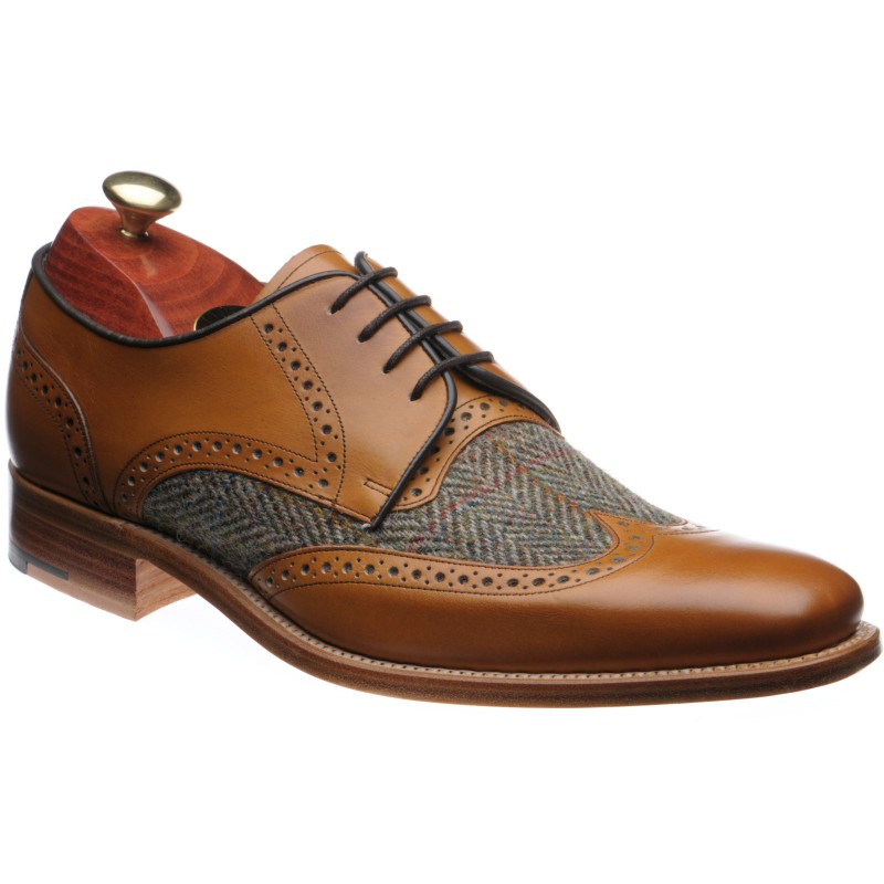 Barker shoes Barker Sale Jackson tweed brogues in Cedar Calf and Green Tweed at Herring Shoes