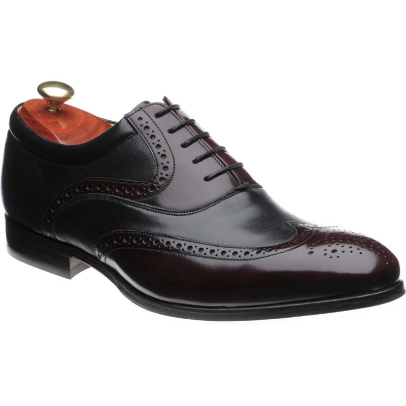 Barker Shoes Barker Flex Bakewell Old Two Tone Hybrid Soled Brogues In Burgundy Hi Shine 9380