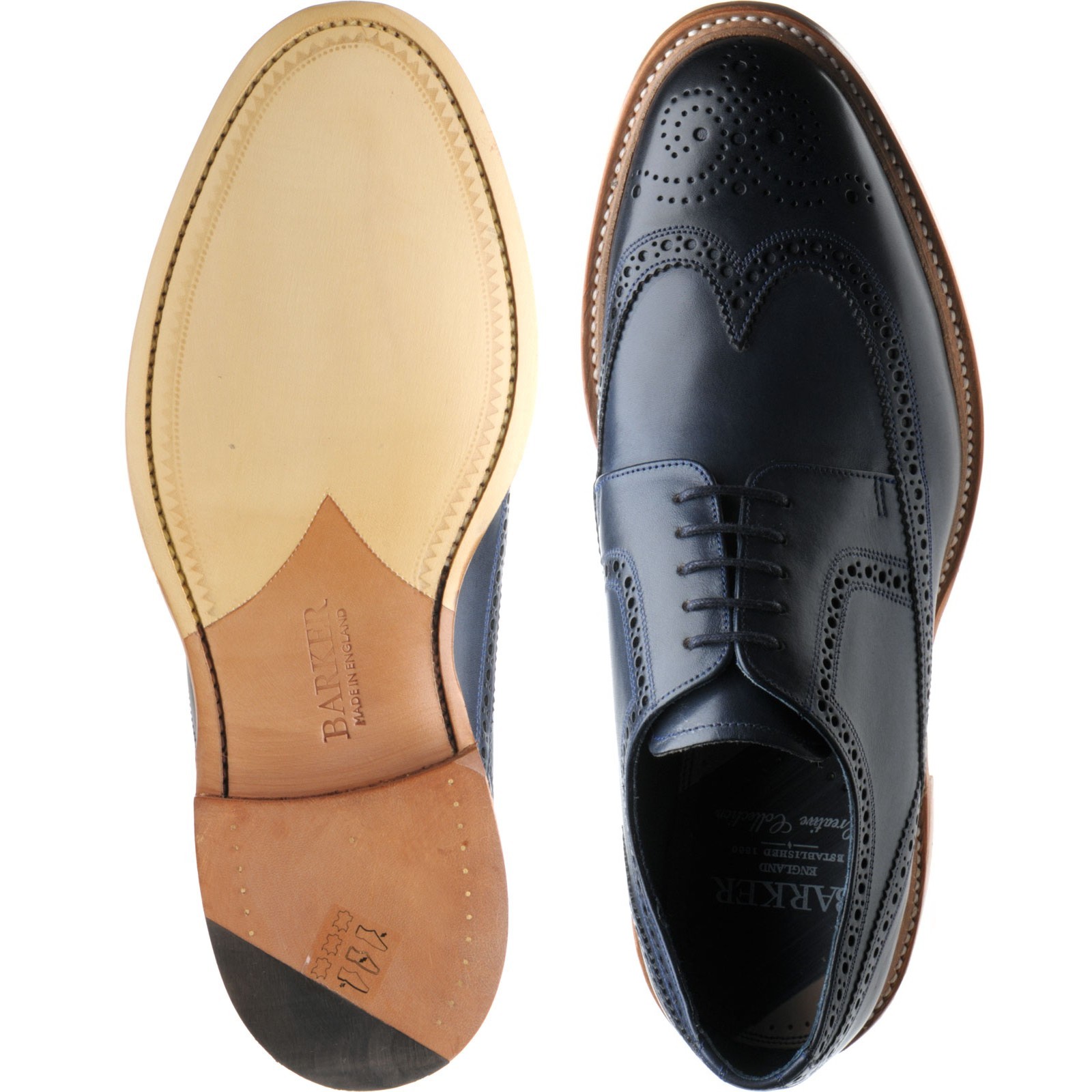 Barker shoes | Barker Creative | Bailey II brogues in Navy Hand Painted ...