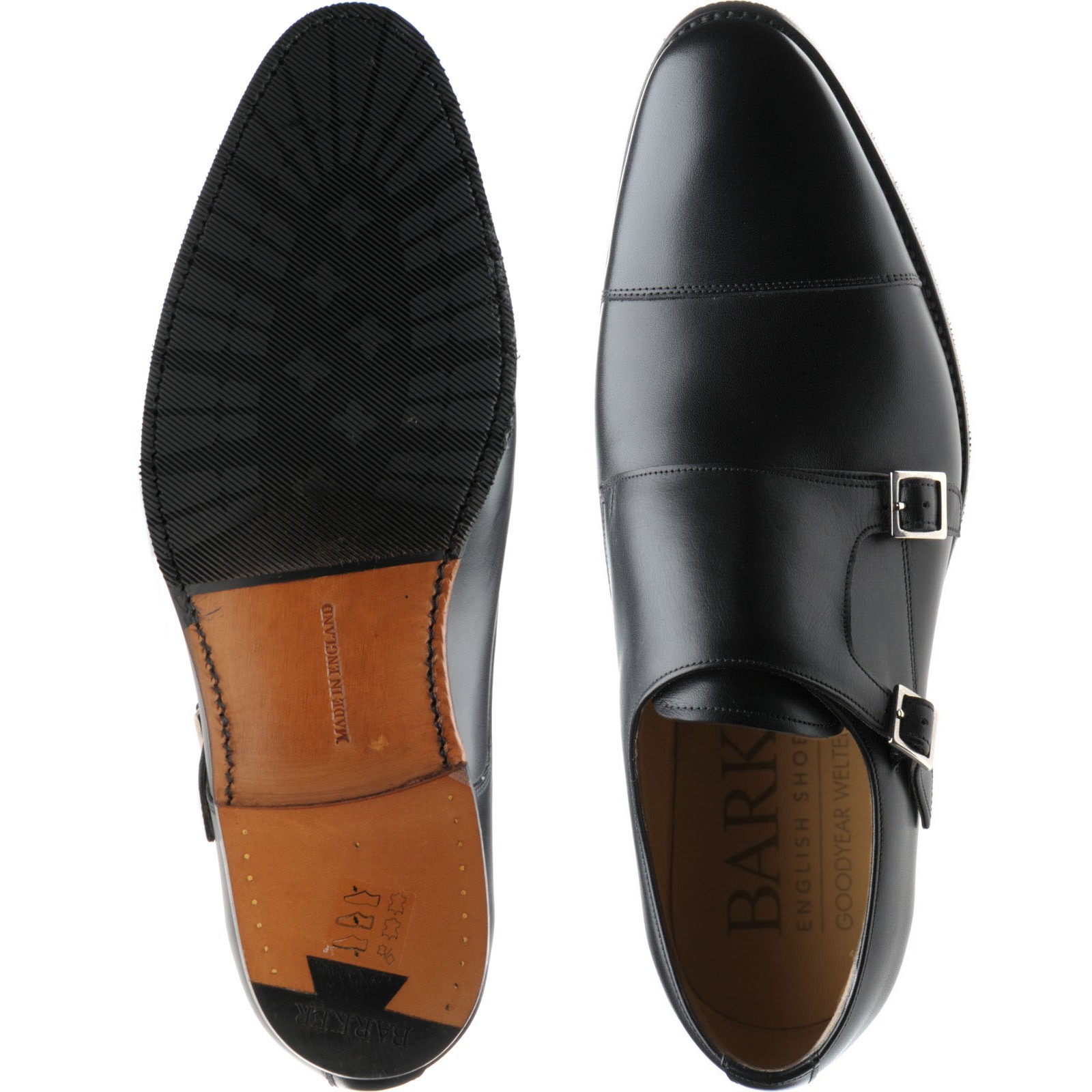 double monk black shoes