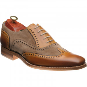 Barker shoes Barker Seconds Spencer two tone brogues in Cedar Calf and Snuff Suede at Herring Shoes