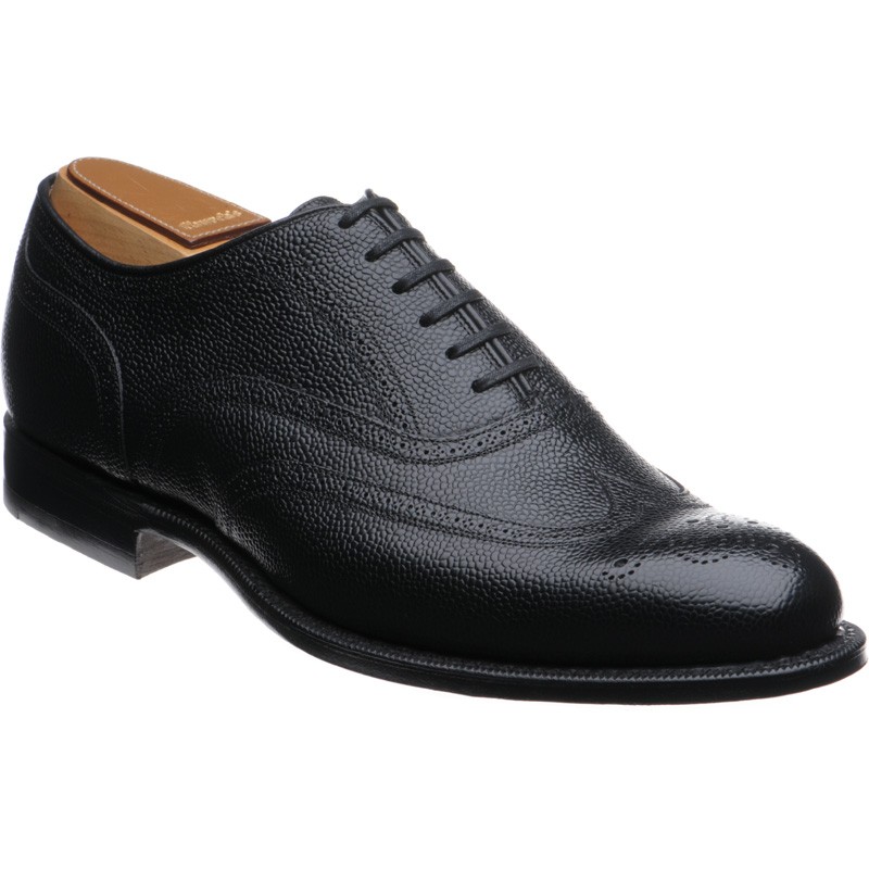 Church shoes Church SALE Burton brogues in Black Royal Polished Grain at Herring Shoes