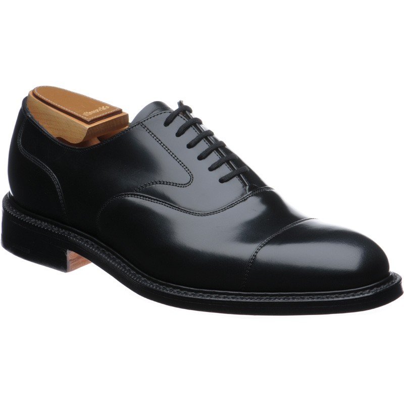 Church shoes | Church Seconds | Lancaster Oxfords in Black Polished Binder  at Herring Shoes