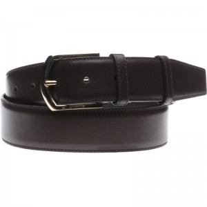 church belt 007 in ebony dk brown and gold buckle