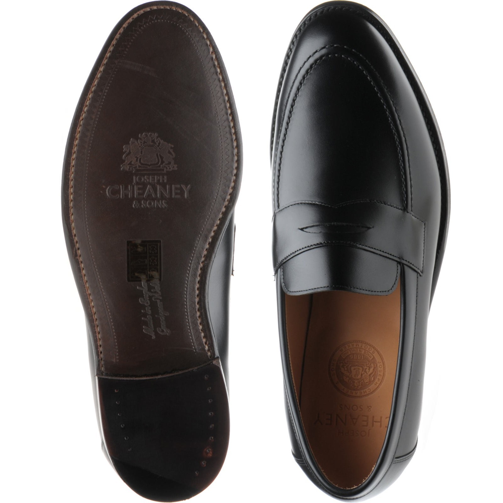 Cheaney shoes | Cheaney of England | Hadley loafers in Black Calf at ...