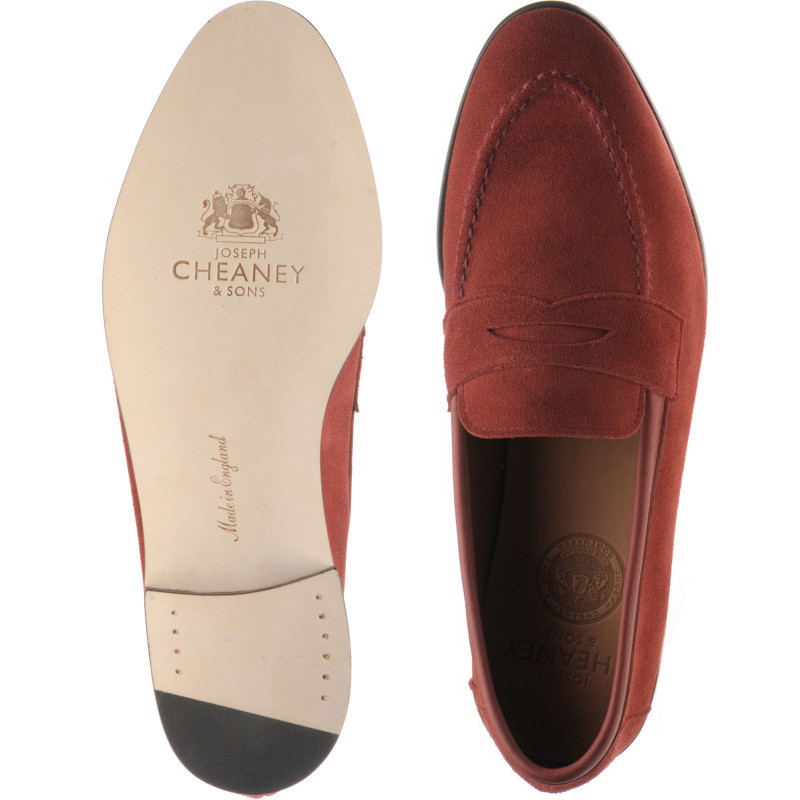 Cheaney shoes Cheaney Sale Toby loafers in Rum Punch Suede at Herring Shoes