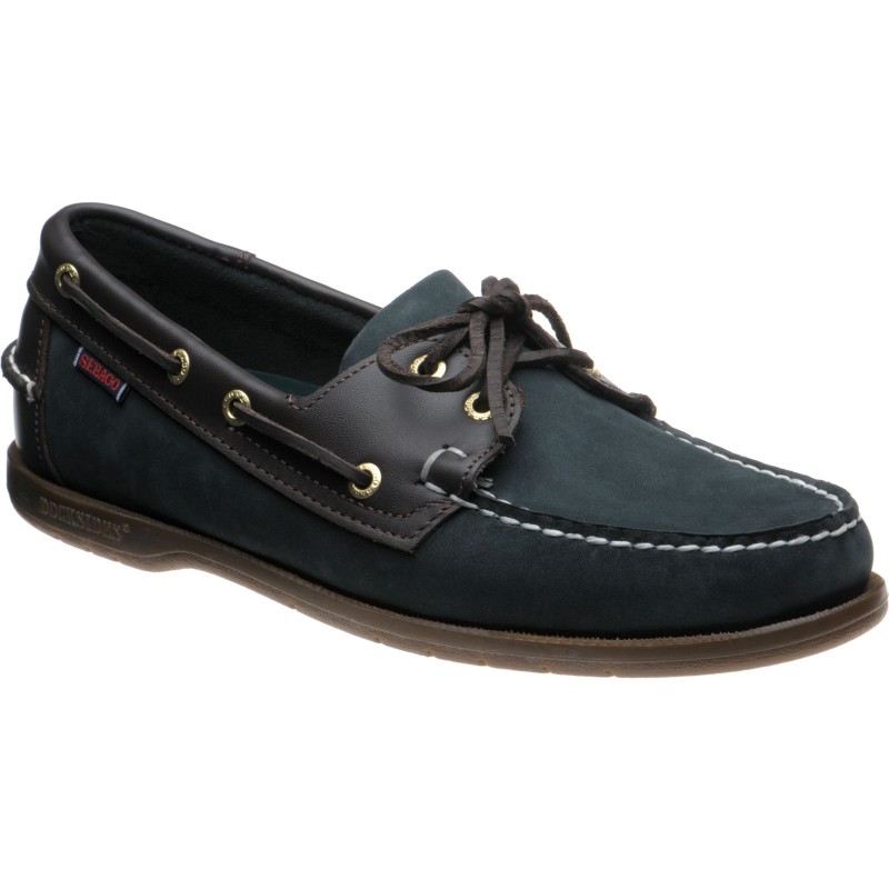 Sebago shoes Sebago Endeavor rubbersoled deck shoes in Navy and Brown at Herring Shoes