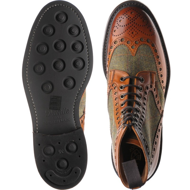Mens tweed brogue clearance boots