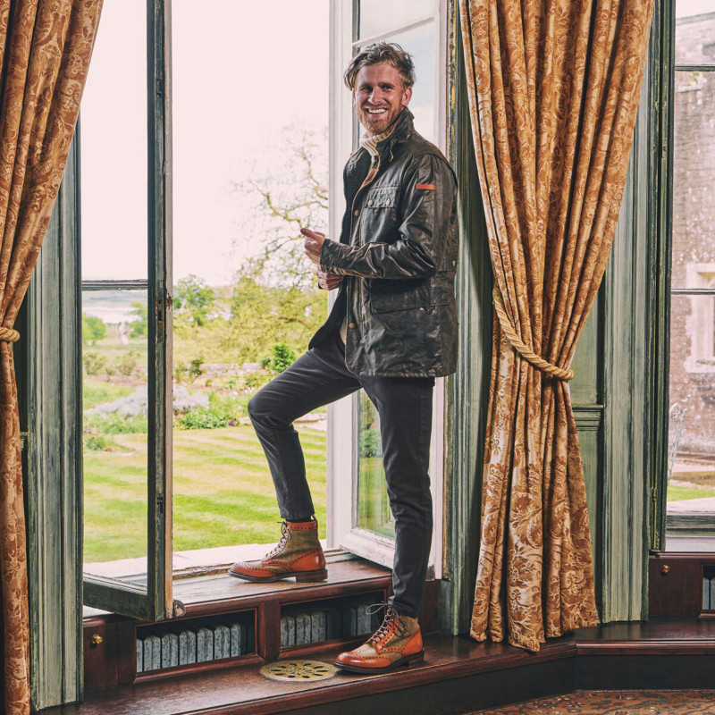 Exmoor tweed rubber-soled brogue boots 