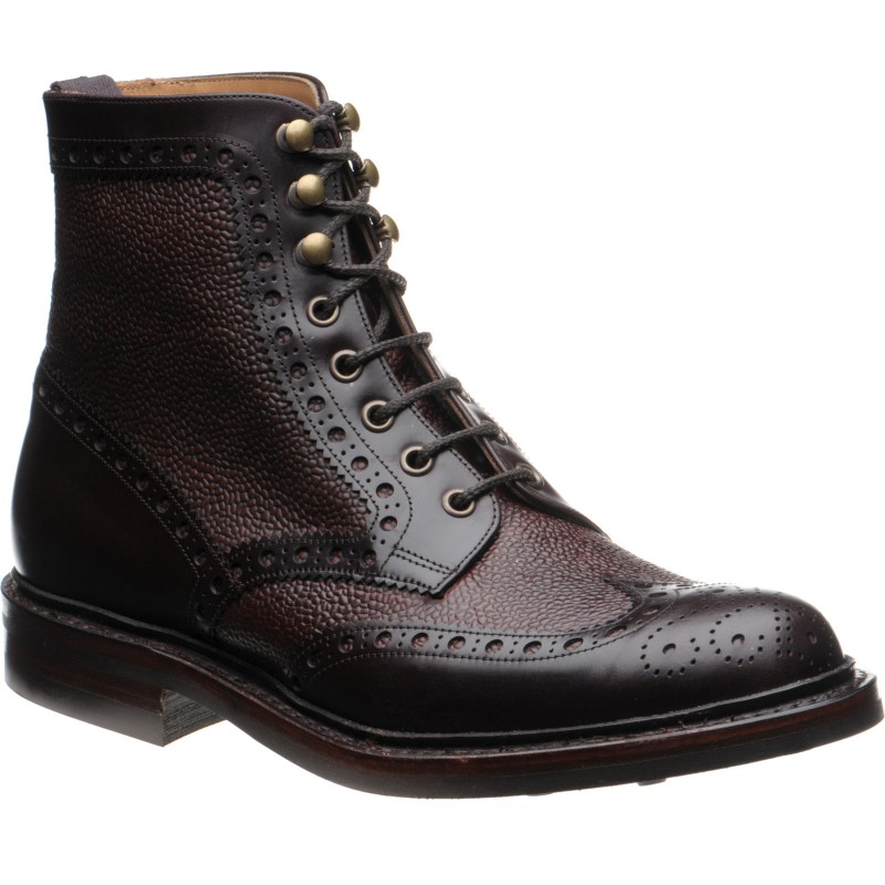 black patent brogue boots