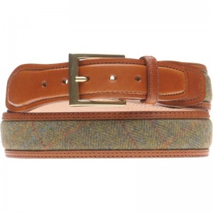 Herring Moor Belt in Moorland Green Tweed and Chestnut Calf