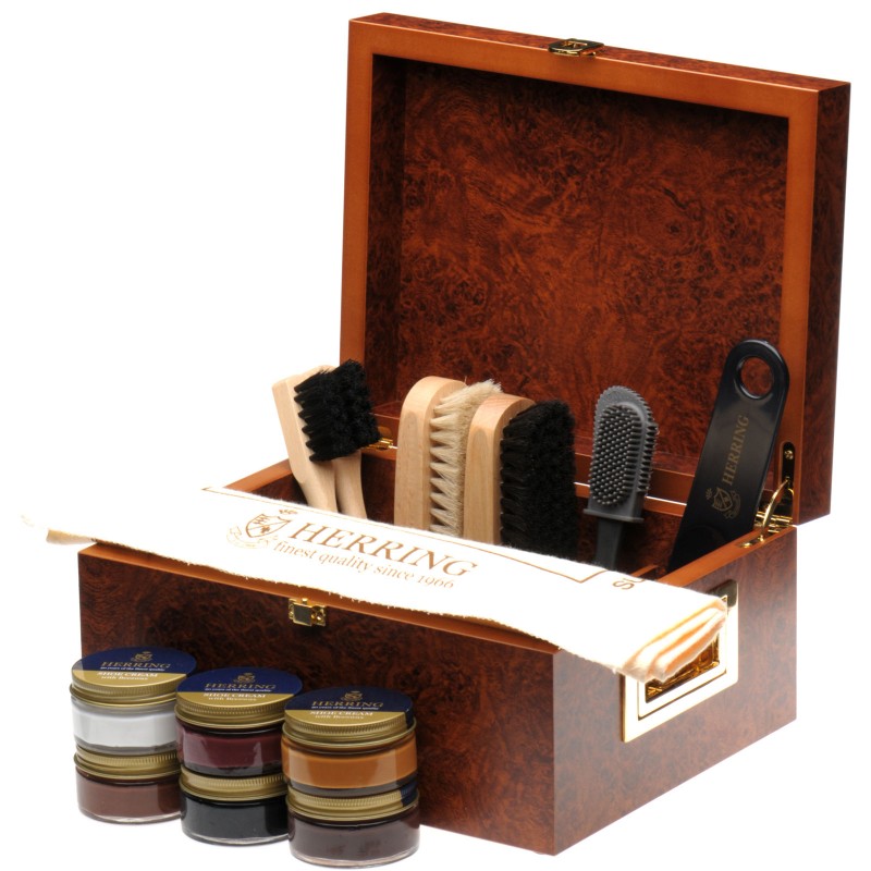 Herring Shoes Shoe Care Valet Box Ii In Red Walnut Herring Valet Box Ii