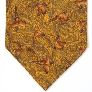 Flying Pheasant Cravat in Yellow