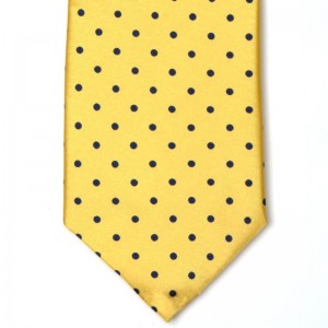 Dotty Tie in Yellow with Navy Dots