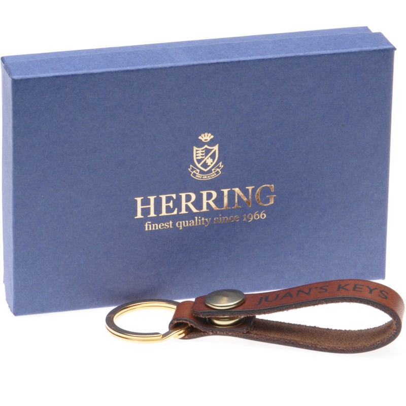 Herring Personalised Oak Bark Keyring
