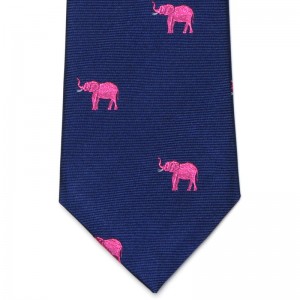 Elephant Tie (7797 213) in Navy and Pink (1)