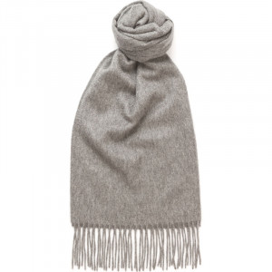 Herring Plain Cashmere Scarf in Mid Grey Cashmere