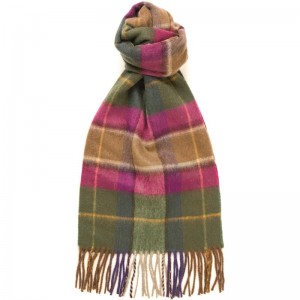 Herring Frame Check Scarf in Heather and Pink