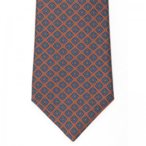Small Squares Tie (7777 337) in Brown Silk (1)