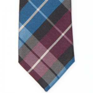 Medium Woven Check Tie (5003 600) in Blue Silk (4)
