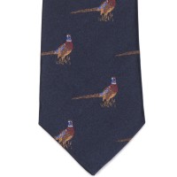 herring pheasant woven tie 7797 213 in navy silk 1