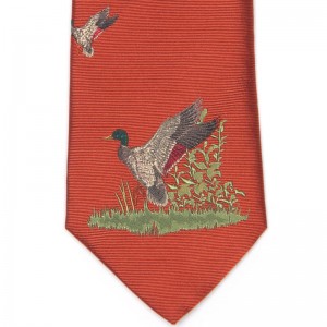Herring Duck Scene Tie in Red