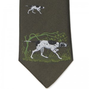 Herring Dog Scene Tie in Green