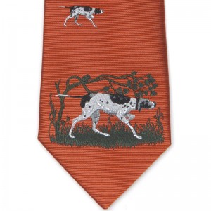 Herring Dog Scene Tie in Orange