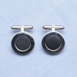 Herring Pimpernel Cufflink in Silver and Black Calf