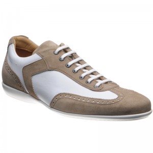 Silverstone II in White Calf Taupe Suede