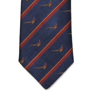 Herring Pheasant Stripe Tie (7797 310) in Navy