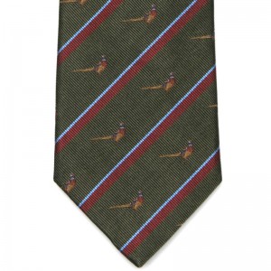 Pheasant Stripe Tie (7797 310) in Green