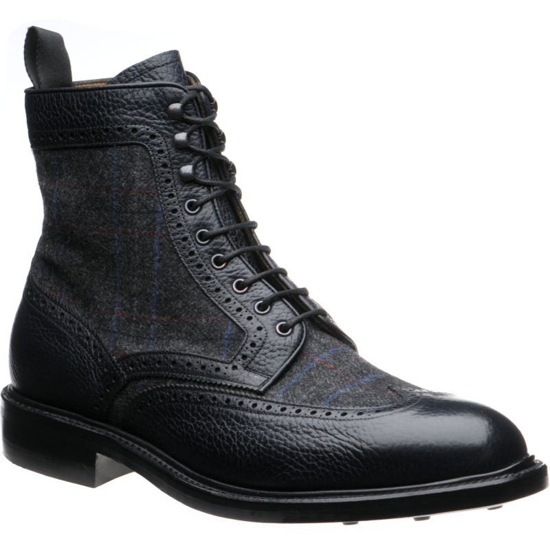 Herring Shoes Herring Classic Matlock Tweed Rubber Soled Boots In Navy Grain And Tweed At Herring Shoes