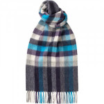 Herring Blue Block Check Cashmere Scarf