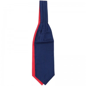 Small Flowers Cravat in Navy and Red Reverse