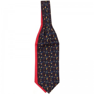 Large Bean Cravat in Navy and Red Reverse