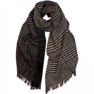 Ombre Glen Check Scarf in Black and White and Natural