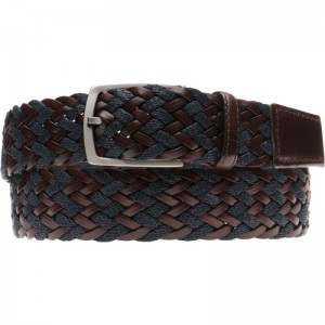 Herring Barca Belt in Brown Calf and Navy Fabric