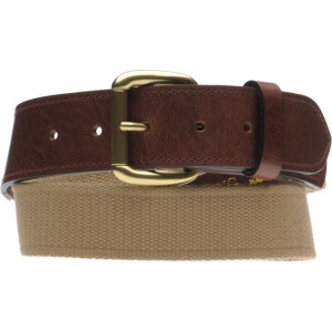 Tilt Belt in Khaki Fabric and Leather