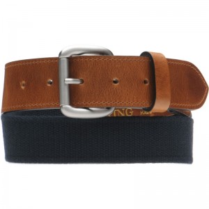 Tilt Belt in Navy Fabric and Leather