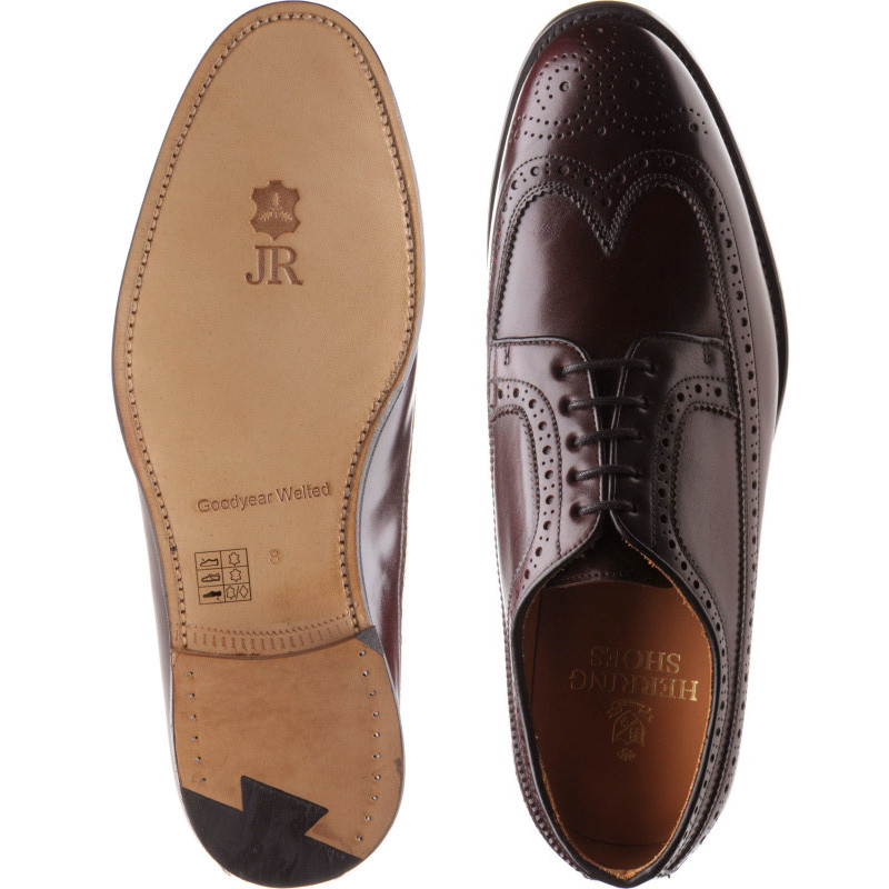 Herring shoes Herring Classic Crawley Cordovan brogues in Burgundy