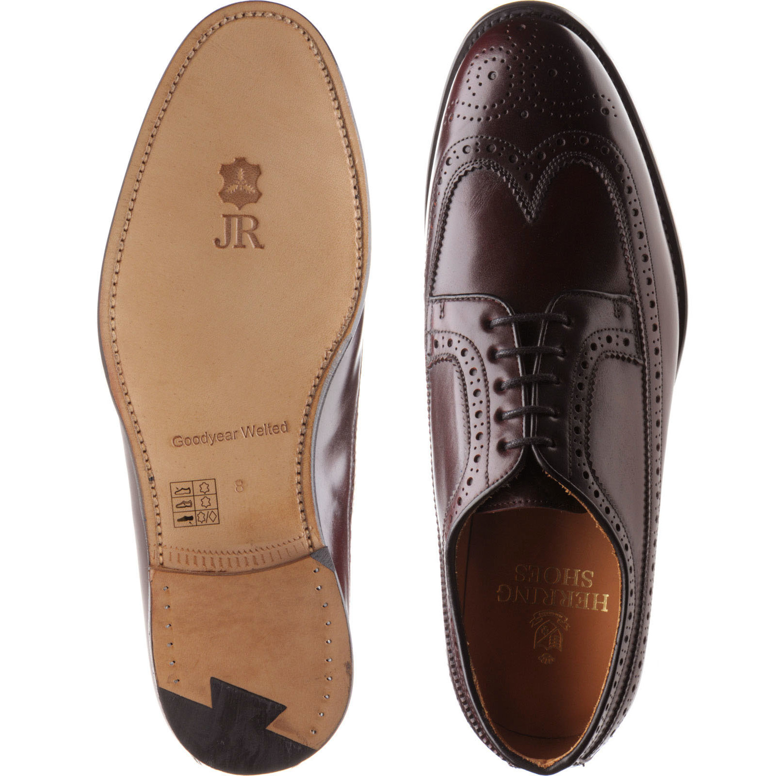 Herring shoes Herring Classic Crawley Cordovan brogues in Burgundy