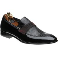 herring levante in black polished with burgundy strap