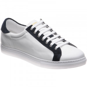 Sebastian in White Calf With Navy Suede Stripe