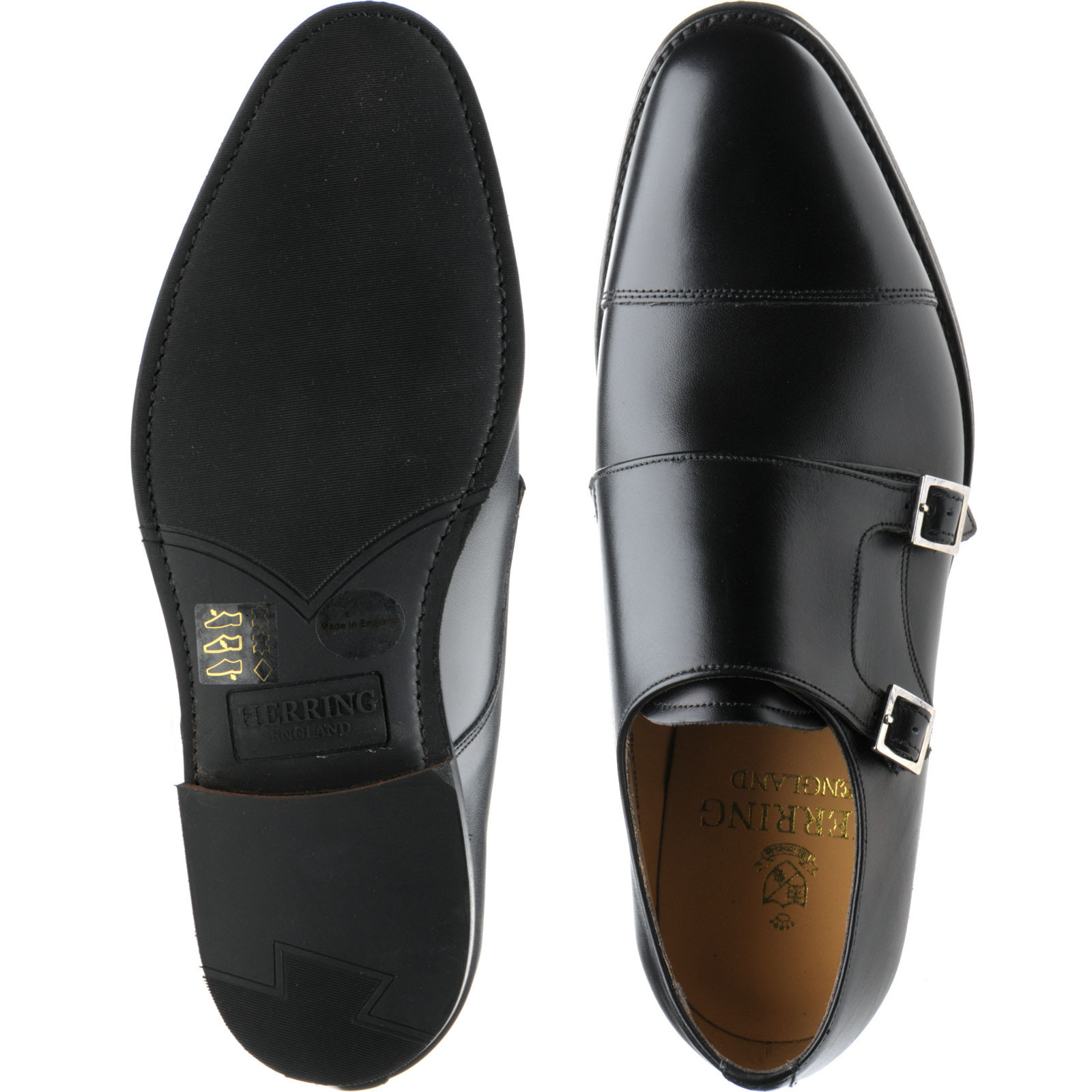 double monk black shoes