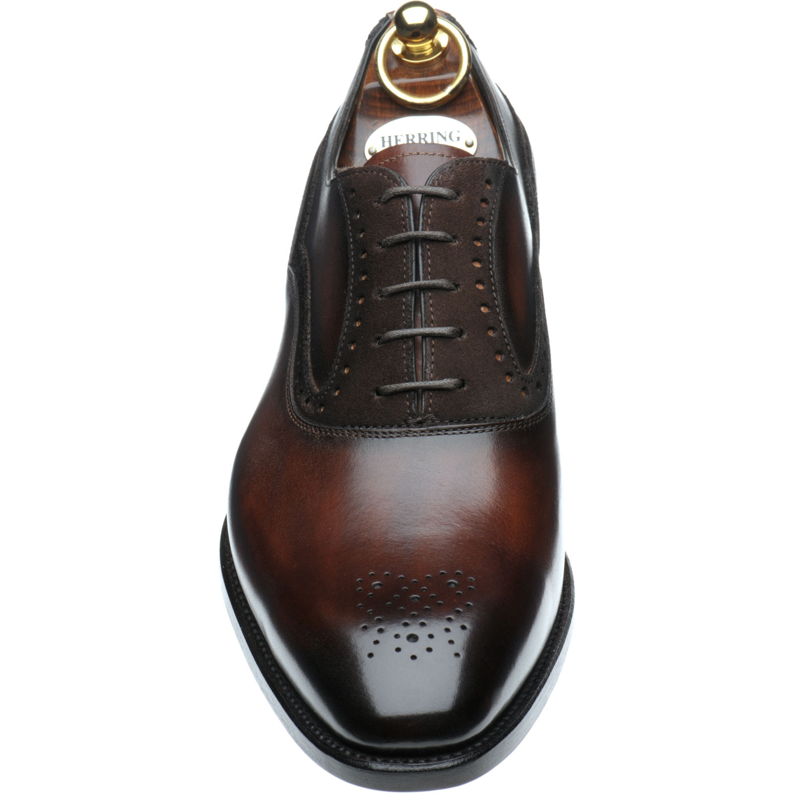 brown suede semi brogue shoes