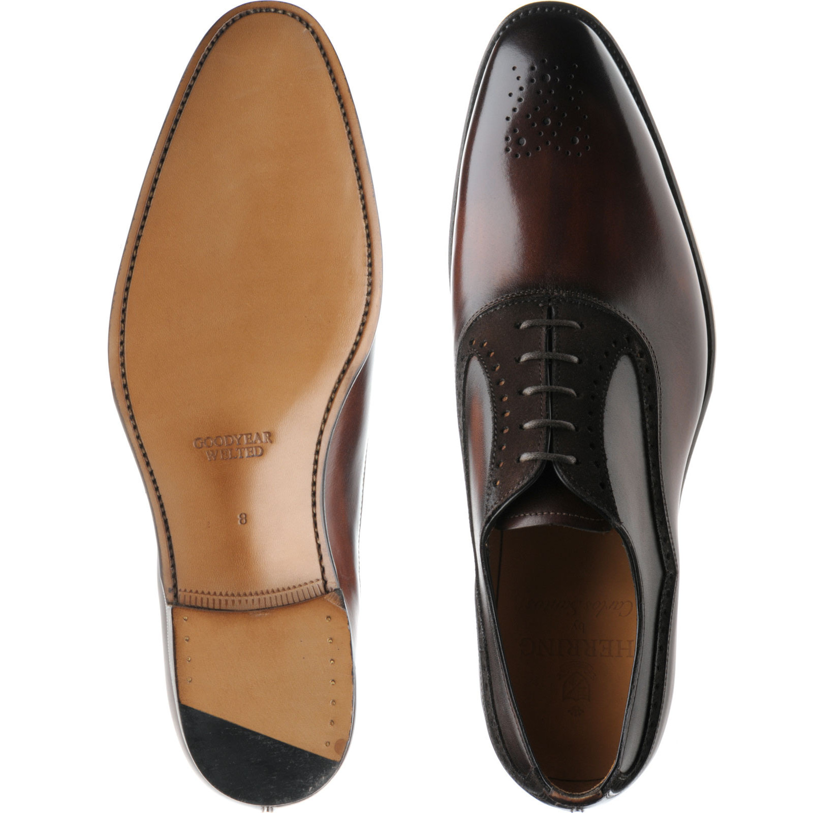 brown suede semi brogue shoes
