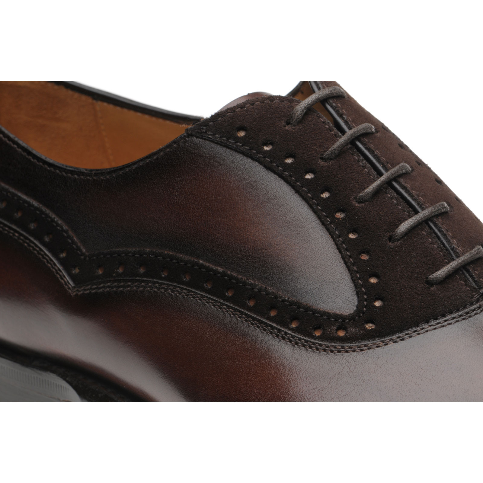 brown suede semi brogue shoes