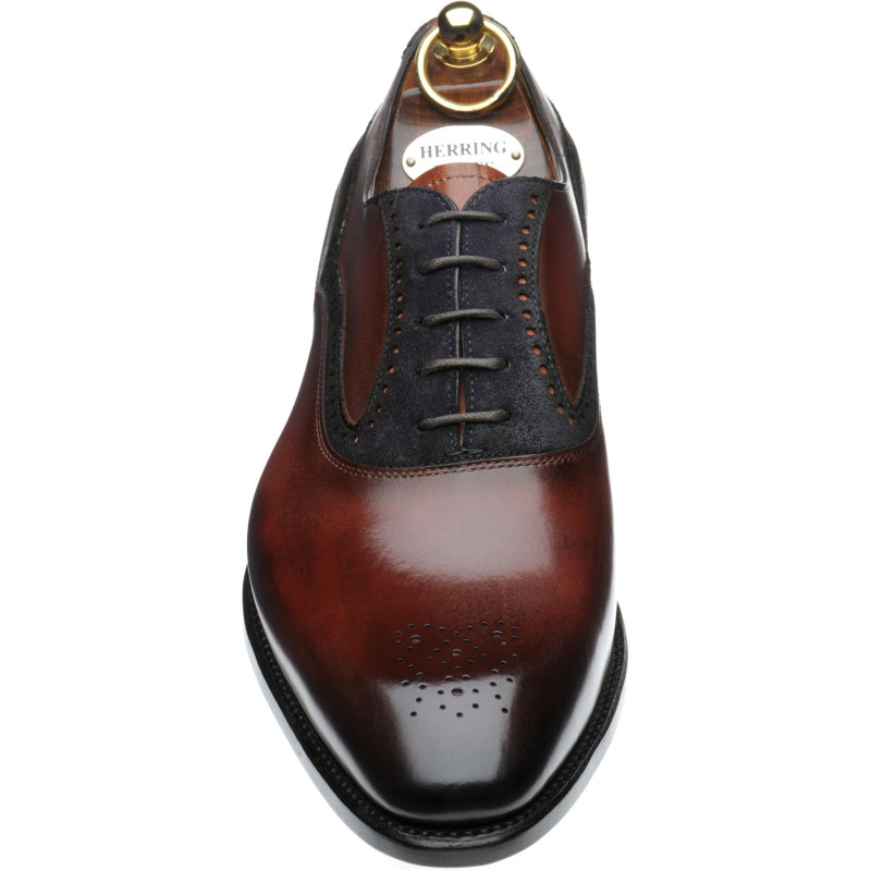 brown suede semi brogue shoes