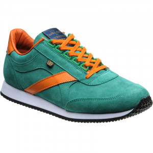 Voyager Trainer in Green Suede and Orange Calf